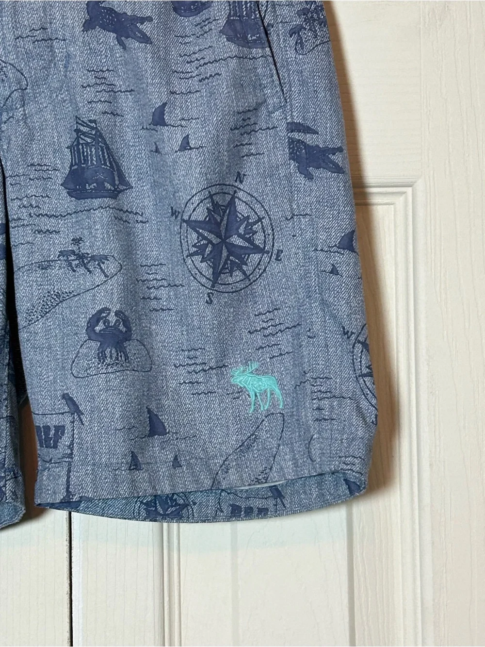 Abercrombie Kids Hybrid Shorts W/Liner Adj. Waist Blue Pirate Design Size 3/4